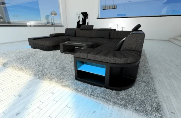 Webstoff Wohnlandschaft Belvedere mit Ottomane U-Form XL Mini – Bild 52