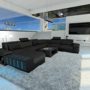Webstoff Wohnlandschaft Belvedere mit Ottomane U-Form XL Mini