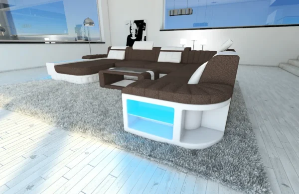 Webstoff Wohnlandschaft Belvedere mit Ottomane U-Form XL Mini – Bild 34