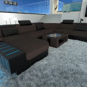 Webstoff Wohnlandschaft Belvedere mit Ottomane U-Form XL Mini