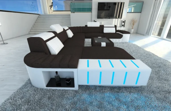 Webstoff Wohnlandschaft Belvedere mit Ottomane U-Form XL Mini – Bild 8
