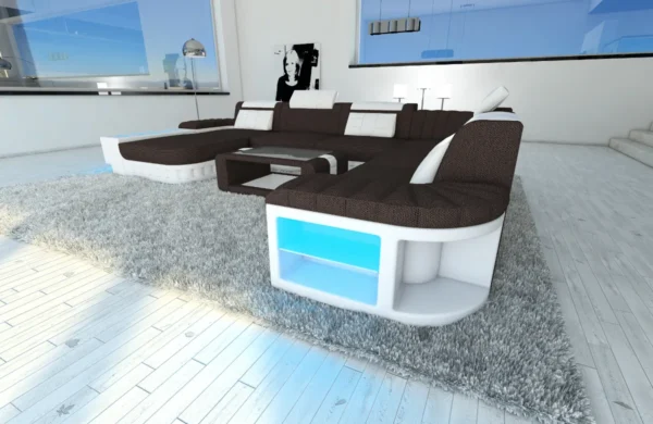 Webstoff Wohnlandschaft Belvedere mit Ottomane U-Form XL Mini – Bild 10