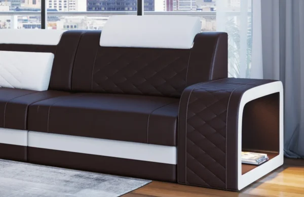 Echtleder Ecksofa Bravelia mit Ottomane L-Form S Mini – Bild 3