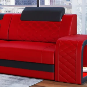 Echtleder Ecksofa Bravelia mit Ottomane L-Form S Mini