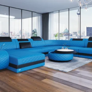 Kunstleder Wohnlandschaft Bravelia mit Ottomane U-Form XL