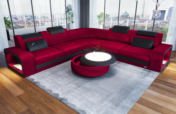 Samtstoff Ecksofa Bravelia L-Form (Symmetrisch) M Mini – Bild 4
