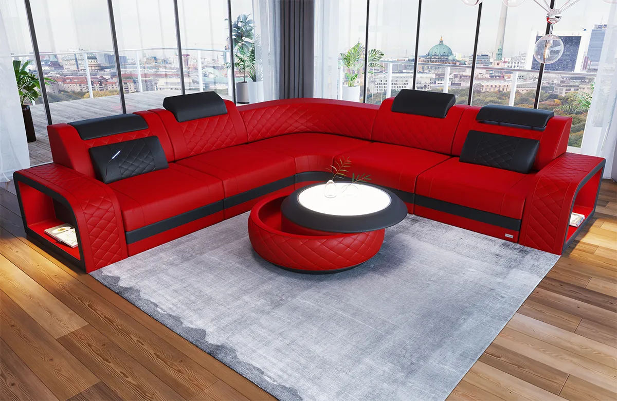 Echtleder Ecksofa Bravelia L-Form (Symmetrisch) M Mini