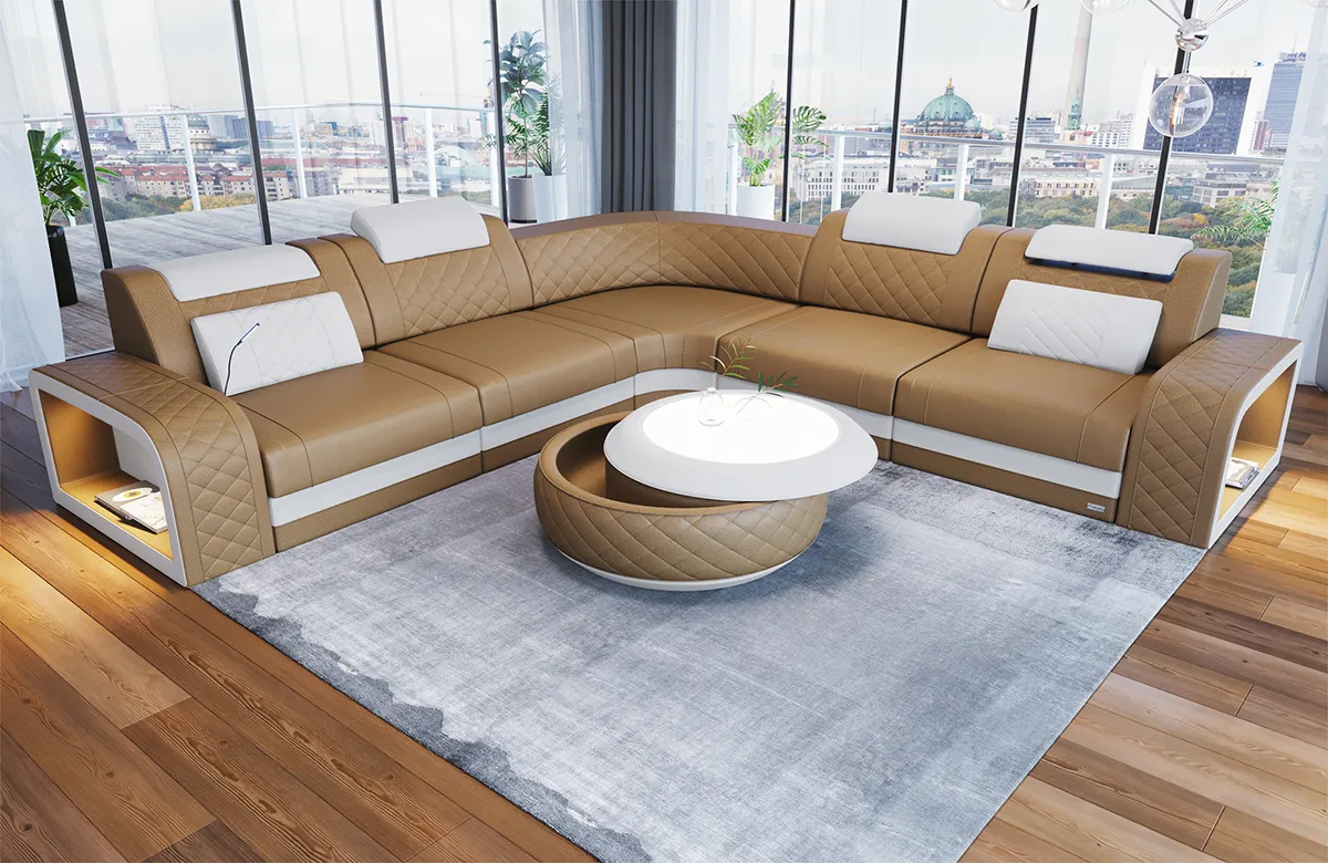Büffelleder Ecksofa Bravelia L-Form (Symmetrisch) M Mini