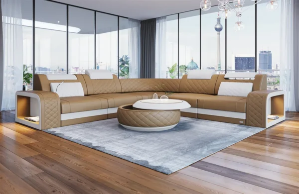 Echtleder Ecksofa Bravelia L-Form (Symmetrisch) M Mini – Bild 6