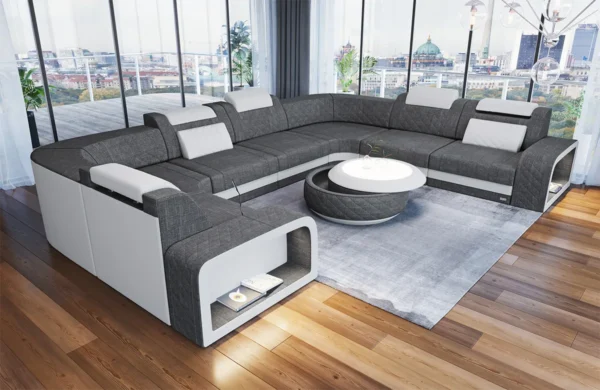 Webstoff Wohnlandschaft Bravelia U-Form XL