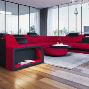 Samtstoff Wohnlandschaft Bravelia U-Form XL Mini