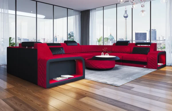 Samtstoff Wohnlandschaft Bravelia U-Form XL Mini – Bild 6