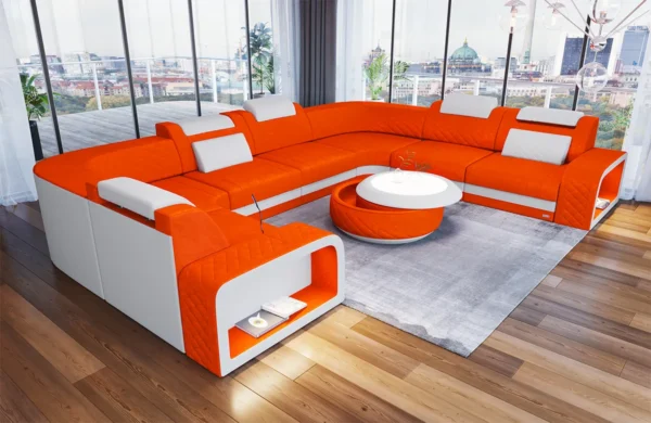 Samtstoff Wohnlandschaft Bravelia U-Form XL Mini – Bild 7