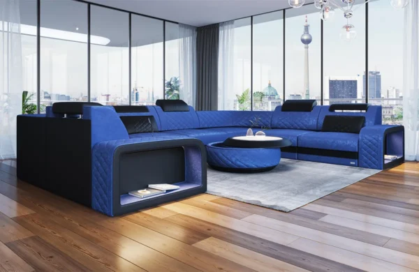 Samtstoff Wohnlandschaft Bravelia U-Form XL Mini – Bild 3