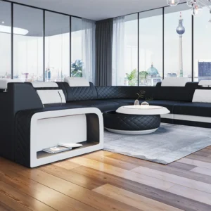 Echtleder Wohnlandschaft Bravelia U-Form XL Mini