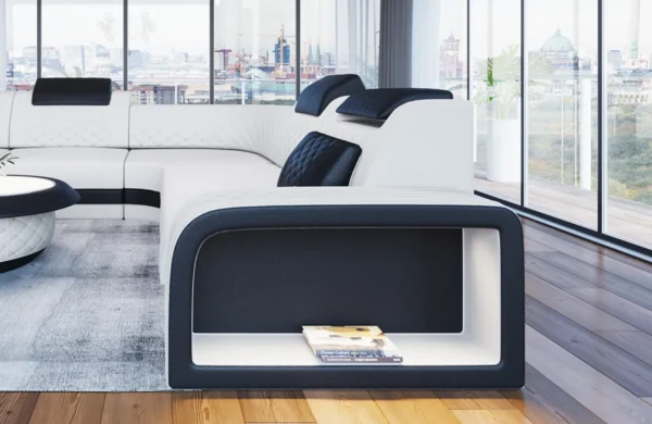 Echtleder Wohnlandschaft Bravelia U-Form XL Mini – Bild 14