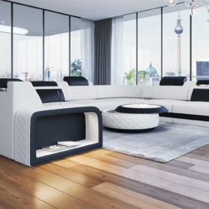 Echtleder Wohnlandschaft Bravelia U-Form XL Mini