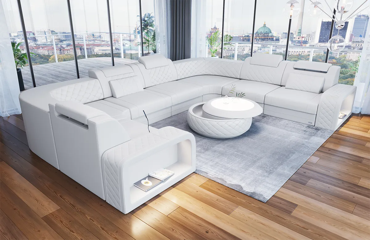 Echtleder Wohnlandschaft Bravelia U-Form XL