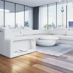 Echtleder Wohnlandschaft Bravelia U-Form XL Mini