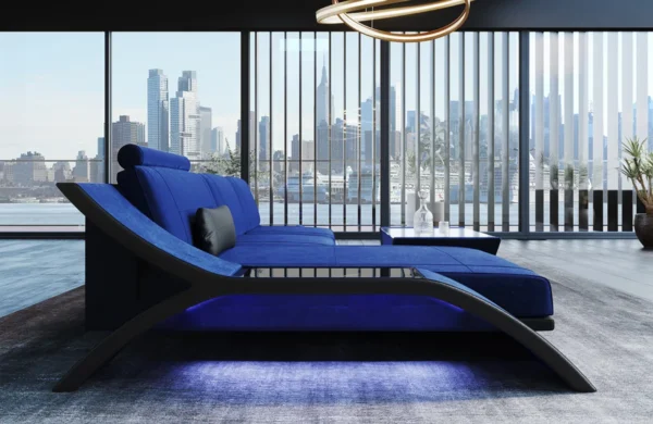 Samtstoff Ecksofa Calista mit Ottomane L-Form S – Bild 7