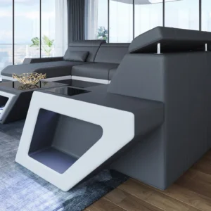 Echtleder Wohnlandschaft Carissima mit Ottomane U-Form XL