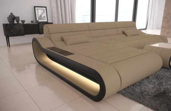 Mikrofaser Ecksofa Cosmo mit Ottomane L-Form S – Bild 2