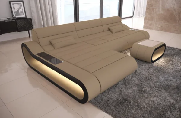 Mikrofaser Ecksofa Cosmo mit Ottomane L-Form S – Bild 3