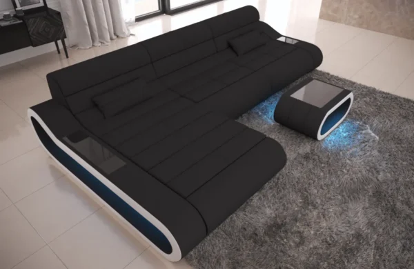 Mikrofaser Ecksofa Cosmo mit Ottomane L-Form S – Bild 5