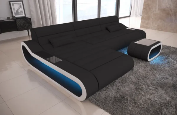 Mikrofaser Ecksofa Cosmo mit Ottomane L-Form S – Bild 7