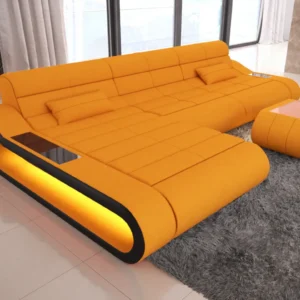 Mikrofaser Ecksofa Cosmo mit Ottomane L-Form S