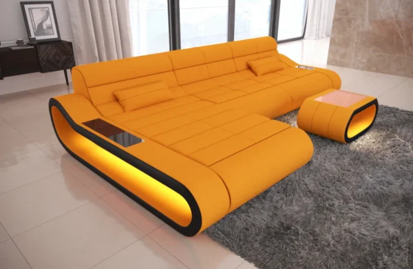 Mikrofaser Ecksofa Cosmo mit Ottomane L-Form S – Bild 11