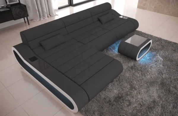 Mikrofaser Ecksofa Cosmo mit Ottomane L-Form S – Bild 13