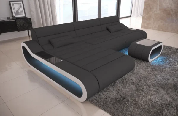 Mikrofaser Ecksofa Cosmo mit Ottomane L-Form S – Bild 15