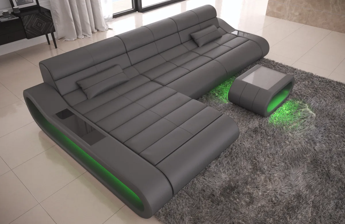 Echtleder Ecksofa Cosmo mit Ottomane L-Form S