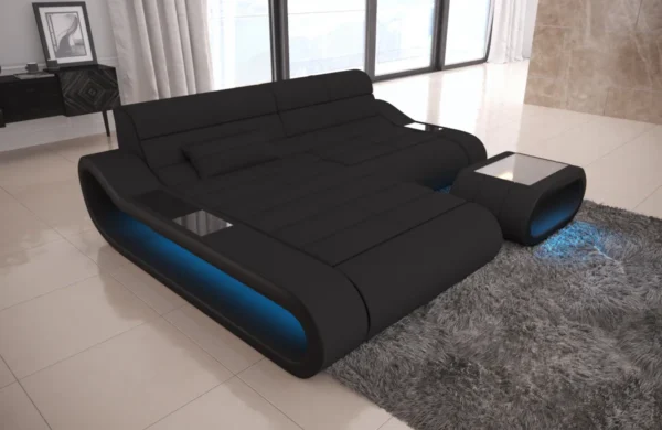 Mikrofaser Ecksofa Cosmo mit Ottomane L-Form XS – Bild 7