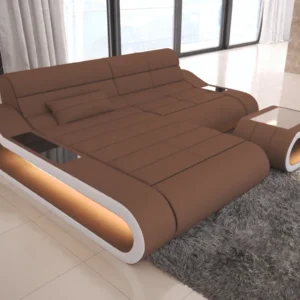 Mikrofaser Ecksofa Cosmo mit Ottomane L-Form XS