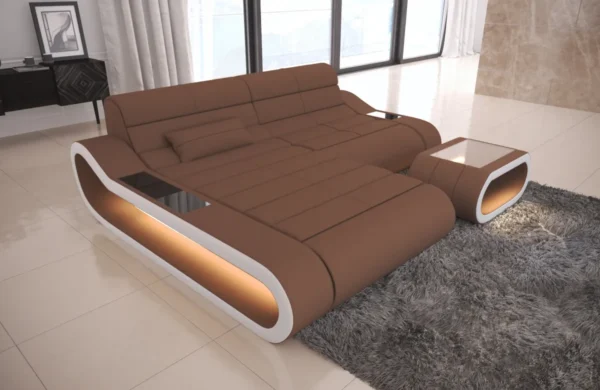 Mikrofaser Ecksofa Cosmo mit Ottomane L-Form XS – Bild 3