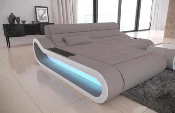 Mikrofaser Ecksofa Cosmo mit Ottomane L-Form XS – Bild 10