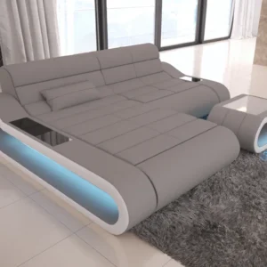 Mikrofaser Ecksofa Cosmo mit Ottomane L-Form XS
