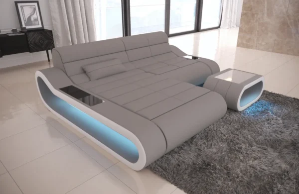 Mikrofaser Ecksofa Cosmo mit Ottomane L-Form XS – Bild 11