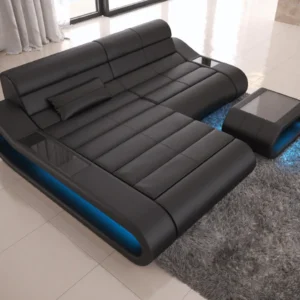 Echtleder Ecksofa Cosmo mit Ottomane L-Form XS
