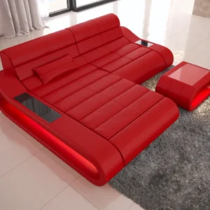 Echtleder Ecksofa Cosmo mit Ottomane L-Form XS