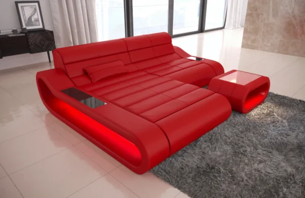 Echtleder Ecksofa Cosmo mit Ottomane L-Form XS – Bild 11