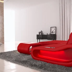 Echtleder Ecksofa Cosmo mit Ottomane L-Form XS
