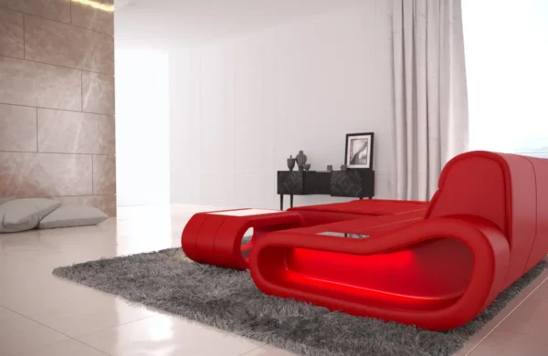 Echtleder Ecksofa Cosmo mit Ottomane L-Form XS – Bild 12