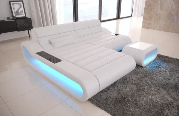 Echtleder Ecksofa Cosmo mit Ottomane L-Form XS – Bild 19