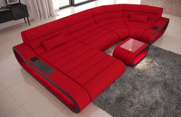 Mikrofaser Wohnlandschaft Cosmo mit Ottomane U-Form M – Bild 17