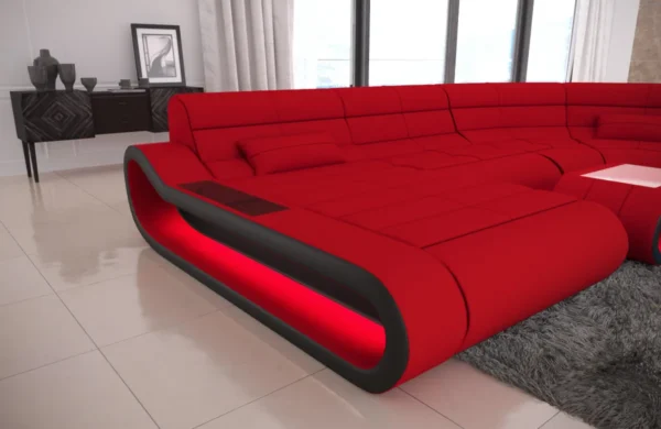 Mikrofaser Wohnlandschaft Cosmo mit Ottomane U-Form M – Bild 18