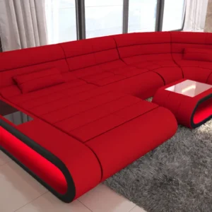 Mikrofaser Wohnlandschaft Cosmo mit Ottomane U-Form M