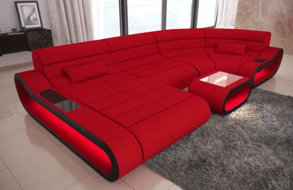 Mikrofaser Wohnlandschaft Cosmo mit Ottomane U-Form M – Bild 19